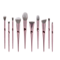 Customization 10 PCS Plating Laser  Rose Gold Handle  Makeup Brushes  With Gorgeous Bag Makeup Brush Tools